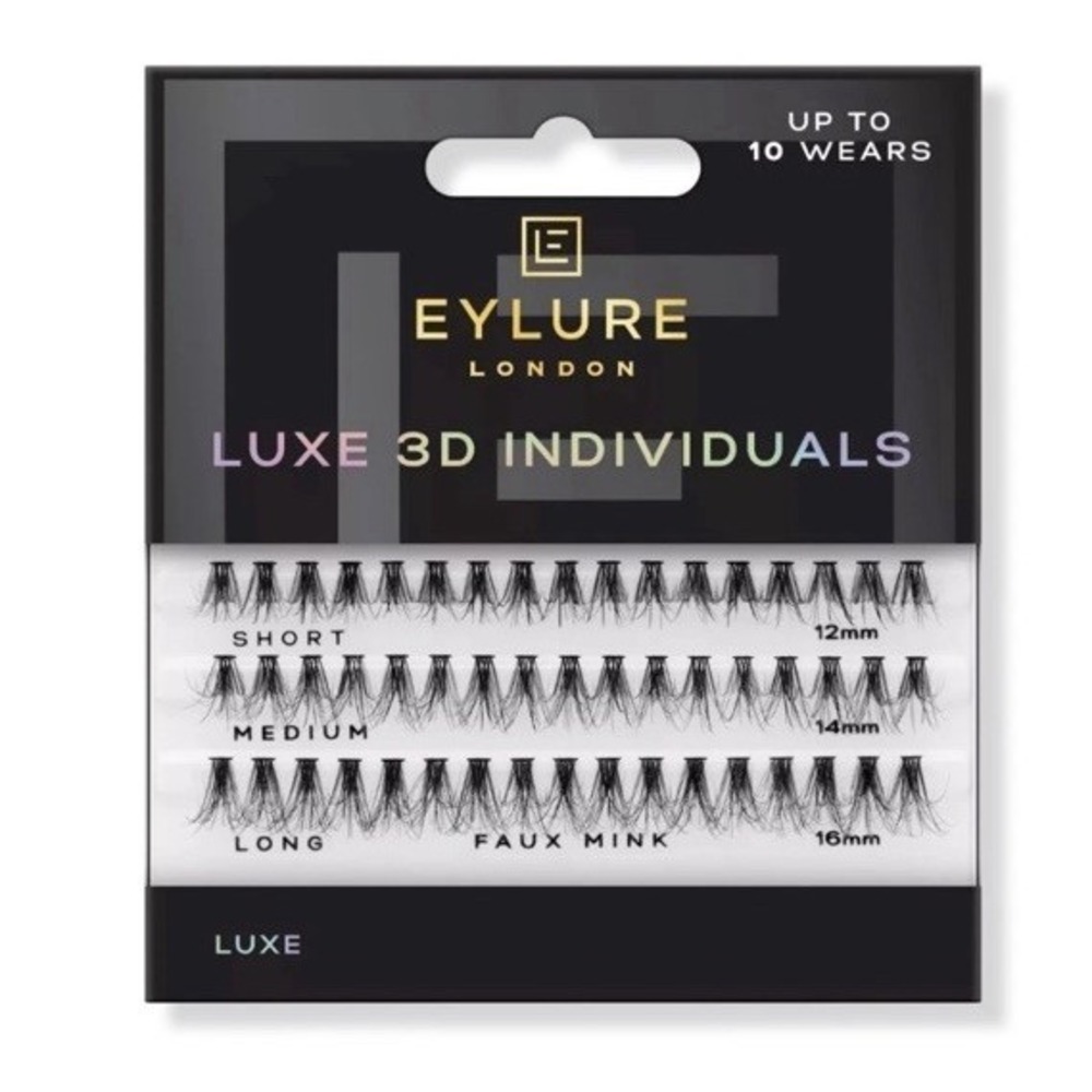 Eylure London Luxe Faux Mink 3D Lashes Individuals Black‎